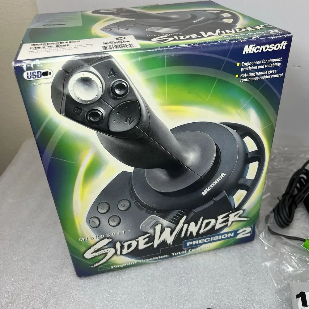 New Unused Microsoft SideWinder Precision 2 USB Joystick Complete W Manual Disc